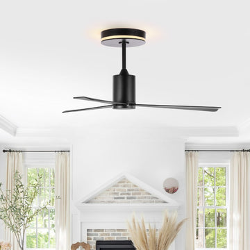 Levi 52" 1-Light Contemporary Minimalist 6-Speed Iron Height Adjustable Integrated LED Ceiling Fan with Remote - JONATHAN Y